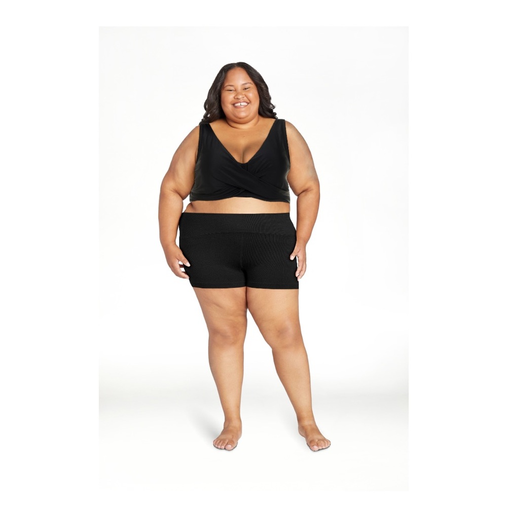Nwt Women's swimsuit time and tru 1X Top Plunge Rich Black bottom’s XL floral - Picture 9 of 16